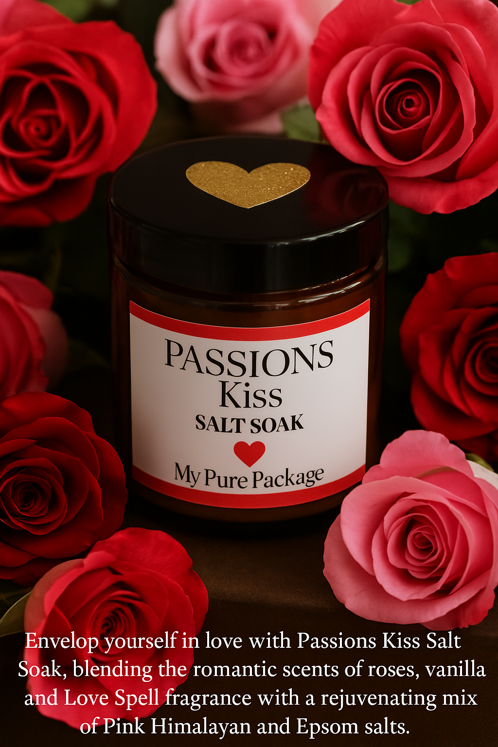 Passion’s Kiss Salt Soak – Romantic Self-Love Bath Ritual for Joy & Sweet Renewal