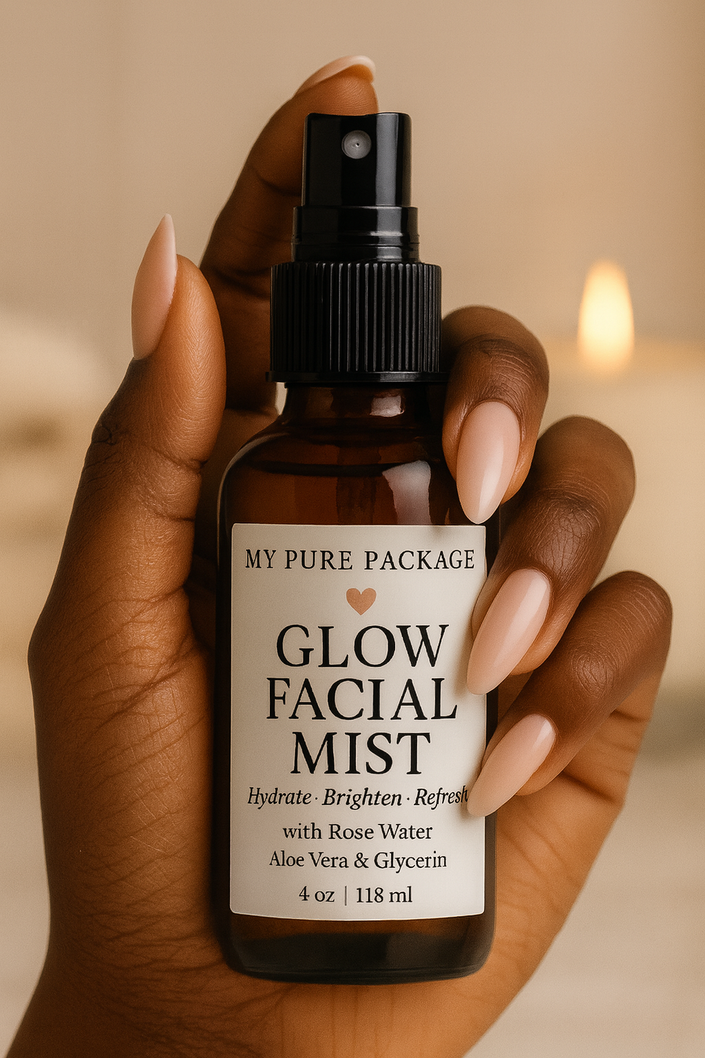 Glow Facial Mist – Hydrating Rose Water Face Spray with Aloe Vera & Glycerin | My Pure Package