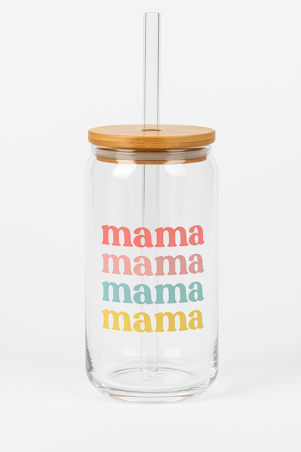 Self-Love Club Glass Cup – 16 oz Iced Coffee Tumbler with Bamboo Lid & Glass Straw
