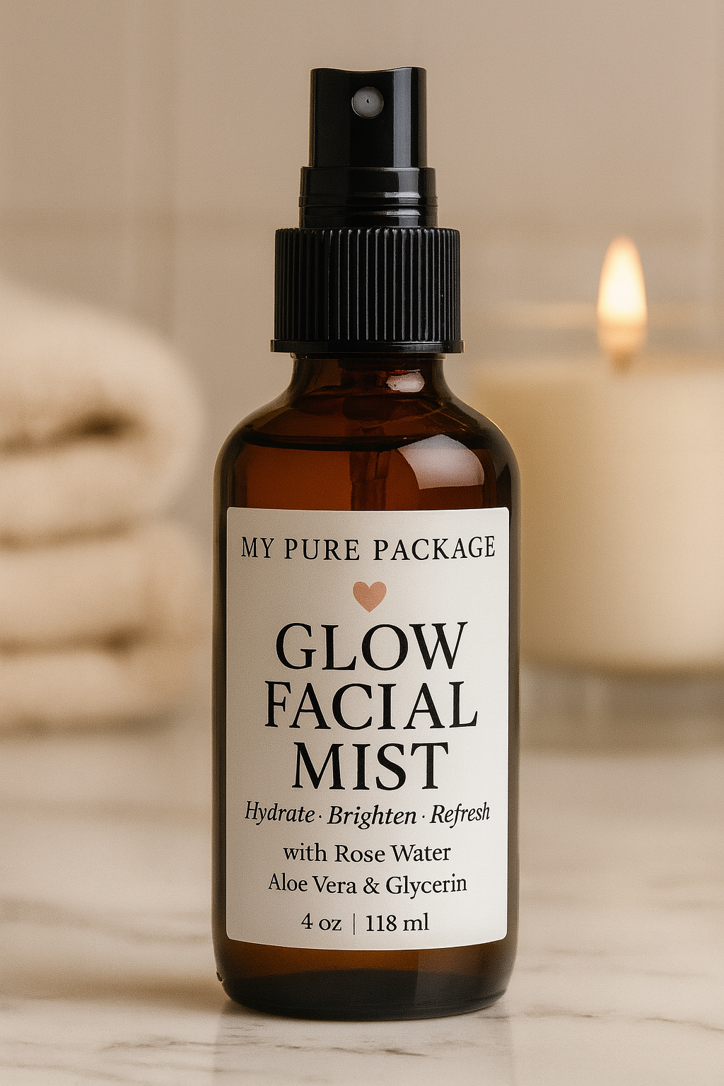 Glow Facial Mist – Hydrating Rose Water Face Spray with Aloe Vera & Glycerin | My Pure Package