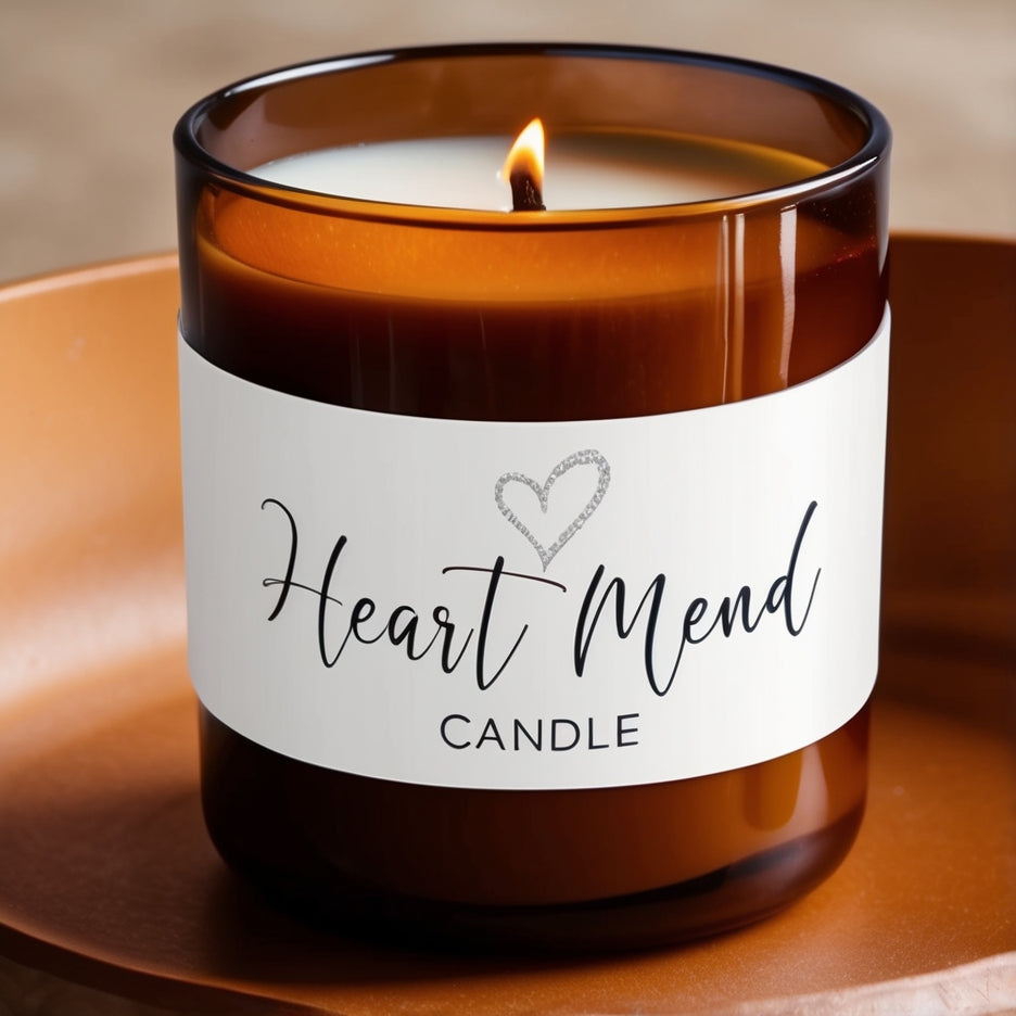 Hands gently opening the Heart Mend Self-Care Grief Box to reveal comforting items like body wash, oil spray, and a candle, perfect for healing."