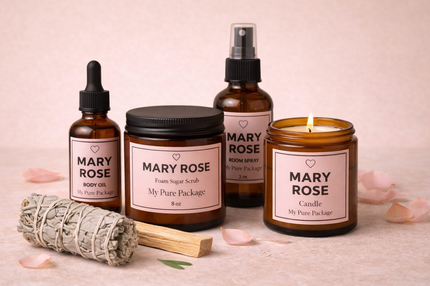 All-Natural Self-Care Gift Set – Sugar Scrub, Body Oil & Soy Candle Ritual Kit