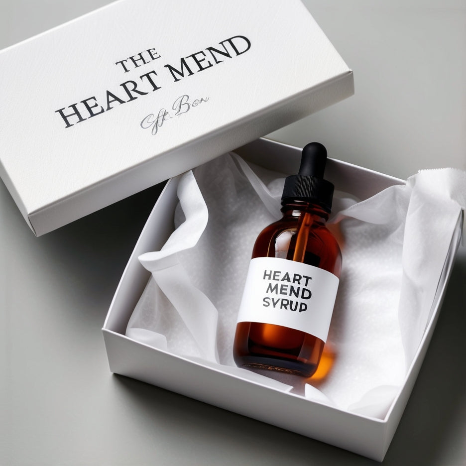 Close-up of the Heart Mend Self-Care Grief Box, showcasing its luxurious items like a rose-scented candle, nourishing sugar scrub, and calming herbal tea