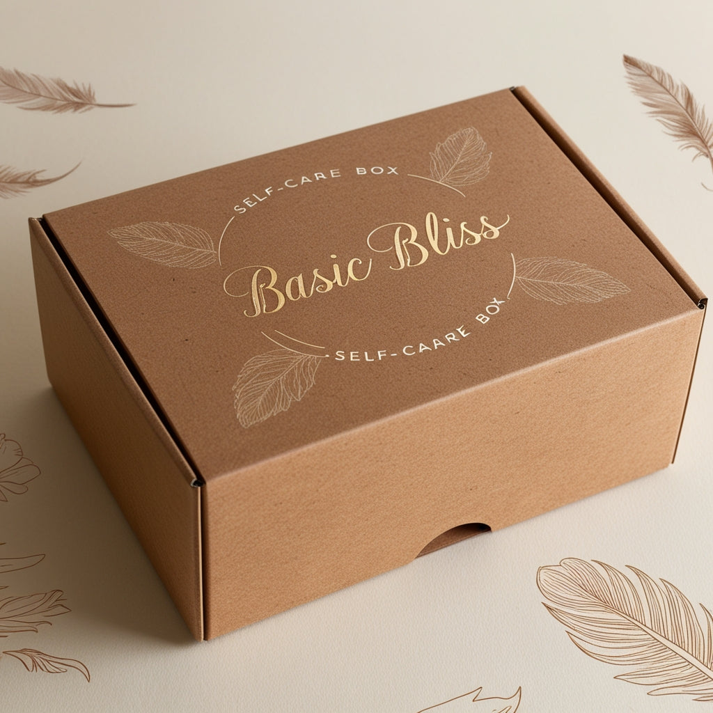 "Close-up of the Basic Bliss Package with Awaken Tea, Mary Rose candle, and bath salts, showcasing a luxurious self-care experience."